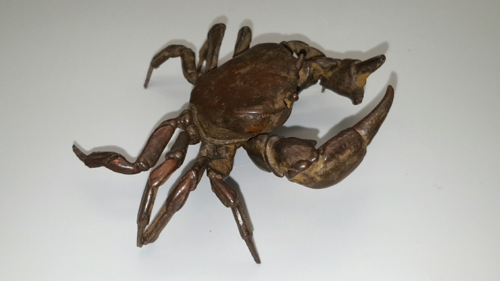 Japanese Meiji (early 20thC) Small Bronze Jizai (Articulated) Spiny Spider Crab View II