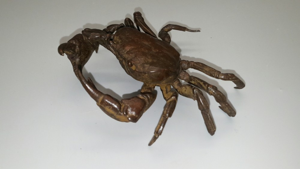Japanese Meiji (early 20thC) Small Bronze Jizai (Articulated) Spiny Spider Crab View III