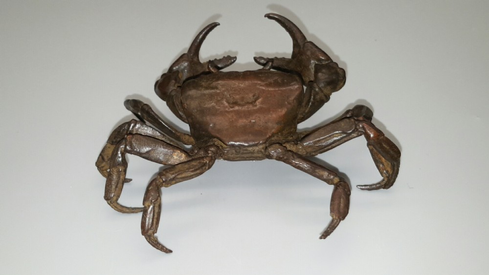 Japanese Meiji (early 20thC) Small Bronze Jizai (Articulated) Spiny Spider Crab View IV