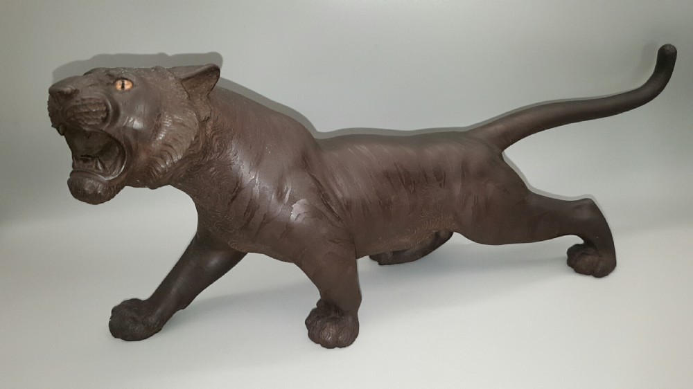 Superb Japanese Meiji (late 19thC) Bronze Tiger by Omori Mitsumoto (Omori Kogen)