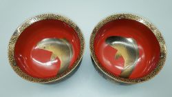 STUNNING PAIR OF JAPANESE TAISHOSHOWA LACQUER SAKE CUP WASHING BOWLS HAISEN