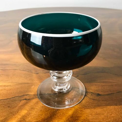 VICTORIAN GREEN GLASS PEDESTAL BOWL - ADDITIONAL PHOTO 1