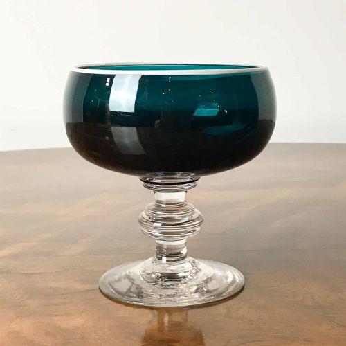 VICTORIAN GREEN GLASS PEDESTAL BOWL - ADDITIONAL PHOTO 2