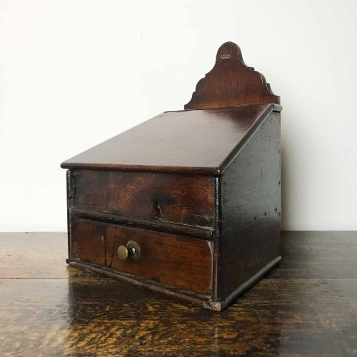 GEORGIAN OAK HANGING SALT OR CANDLE BOX - ADDITIONAL PHOTO 2