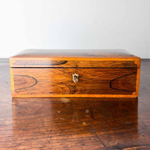 ANTIQUE ROSEWOOD BOX WITH SATINWOOD BANDING - ADDITIONAL PHOTO 1