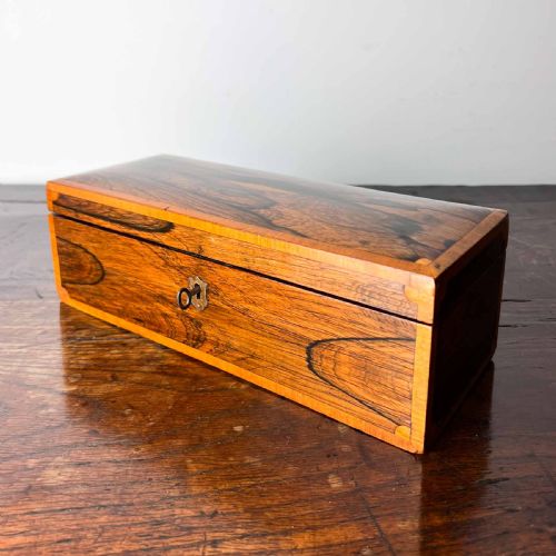 ANTIQUE ROSEWOOD BOX WITH SATINWOOD BANDING - ADDITIONAL PHOTO 4