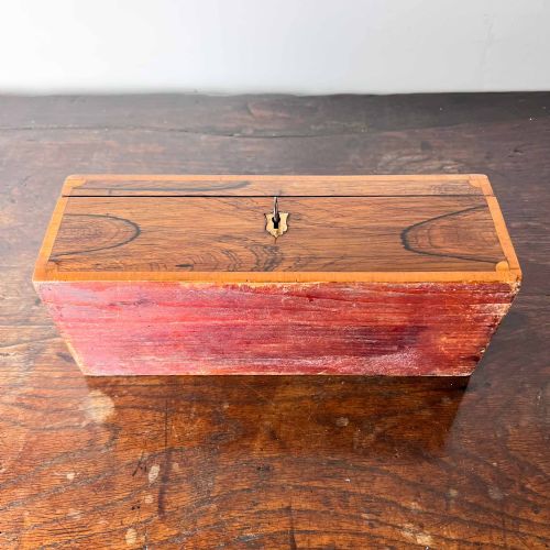 ANTIQUE ROSEWOOD BOX WITH SATINWOOD BANDING - ADDITIONAL PHOTO 11