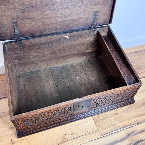 18TH CENTURY CARVED OAK DESK BOX WITH HOLLY AND BOG OAK INLAY - ADDITIONAL PHOTO 13