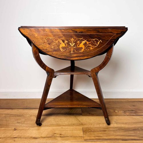 Edwardian Rosewood Triangular Drop Leaf Table