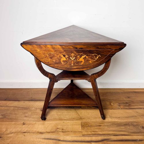 fig 1. Edwardian Rosewood Triangular Drop Leaf Table