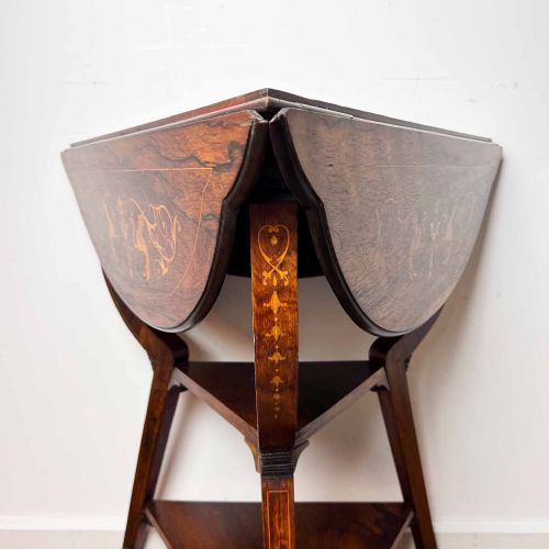 fig 2. Edwardian Rosewood Triangular Drop Leaf Table