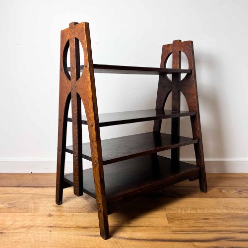 arts and crafts oak book case or shelves - CATEGORY: ANTIQUE FURNITURE - DATED 1910