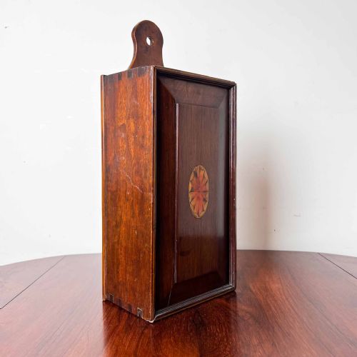 GEORGIAN MAHOGANY INLAID CANDLE BOX - ADDITIONAL PHOTO 2