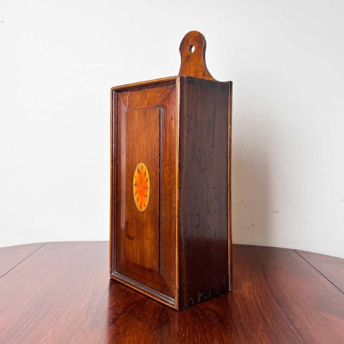 GEORGIAN MAHOGANY INLAID CANDLE BOX - ADDITIONAL PHOTO 1