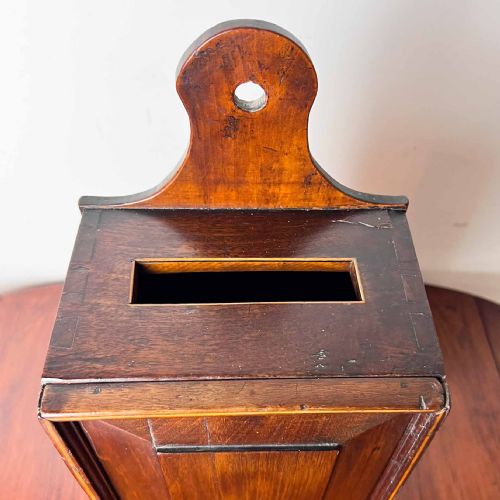 GEORGIAN MAHOGANY INLAID CANDLE BOX - ADDITIONAL PHOTO 6