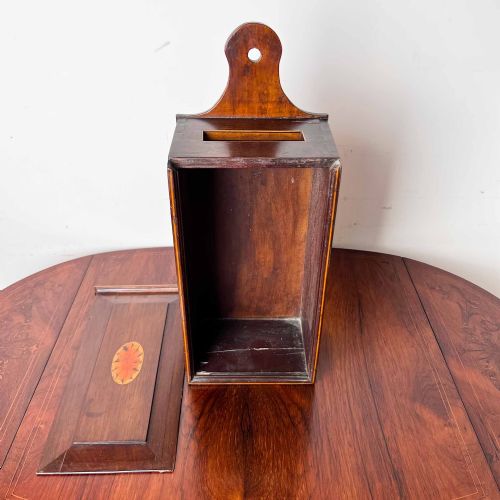 GEORGIAN MAHOGANY INLAID CANDLE BOX - ADDITIONAL PHOTO 7