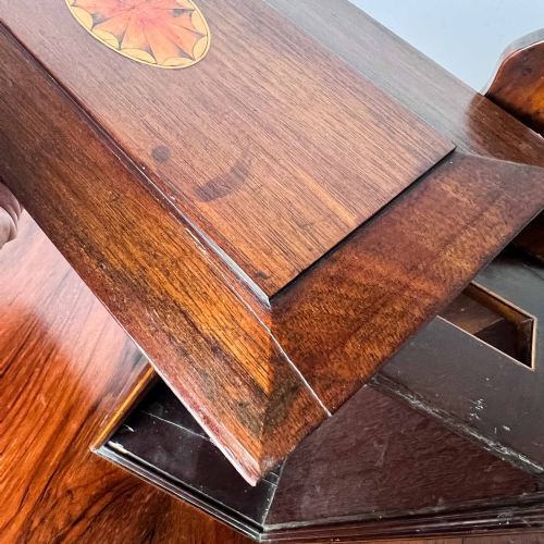 GEORGIAN MAHOGANY INLAID CANDLE BOX - ADDITIONAL PHOTO 9