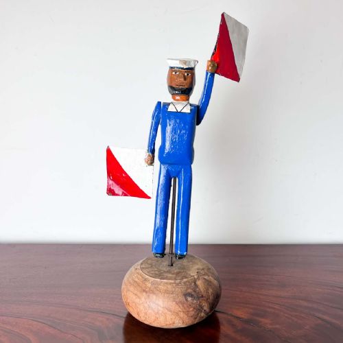 ANTIQUE FOLK ART WHIRLIGIG SAILOR SIGNALMAN