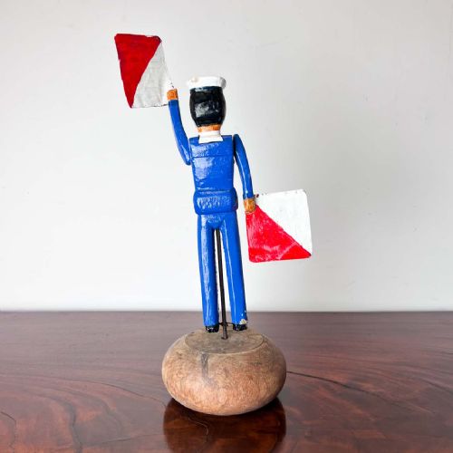 ANTIQUE FOLK ART WHIRLIGIG SAILOR SIGNALMAN - ADDITIONAL PHOTO 1