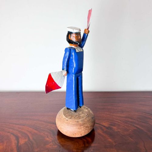 ANTIQUE FOLK ART WHIRLIGIG SAILOR SIGNALMAN - ADDITIONAL PHOTO 3