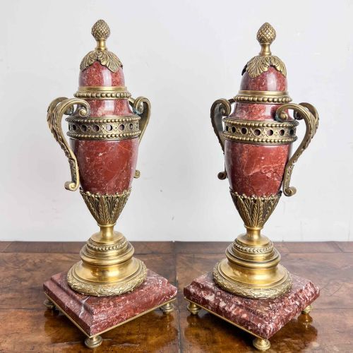 A PAIR OF FRENCH ROUGE MARBLE AND GILT BRONZE CASSOLETTES - ADDITIONAL PHOTO 6