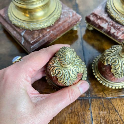A PAIR OF FRENCH ROUGE MARBLE AND GILT BRONZE CASSOLETTES - ADDITIONAL PHOTO 8
