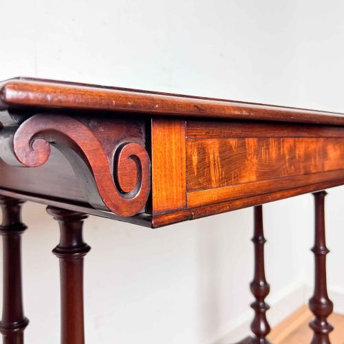 VICTORIAN MAHOGANY LADIES WRITING DESK WITH LEATHER TOP AND INK WELL - ADDITIONAL PHOTO 3