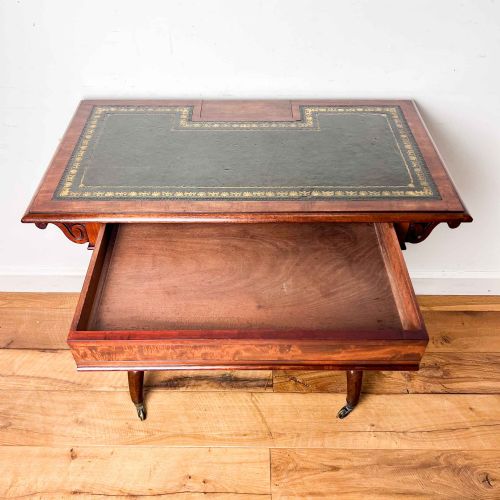 VICTORIAN MAHOGANY LADIES WRITING DESK WITH LEATHER TOP AND INK WELL - ADDITIONAL PHOTO 9