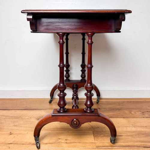 VICTORIAN MAHOGANY LADIES WRITING DESK WITH LEATHER TOP AND INK WELL - ADDITIONAL PHOTO 12