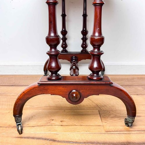 VICTORIAN MAHOGANY LADIES WRITING DESK WITH LEATHER TOP AND INK WELL - ADDITIONAL PHOTO 13