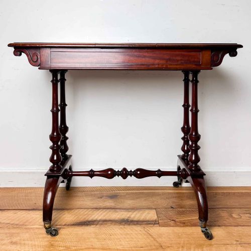 VICTORIAN MAHOGANY LADIES WRITING DESK WITH LEATHER TOP AND INK WELL - ADDITIONAL PHOTO 15