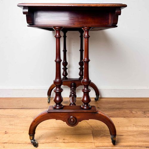 VICTORIAN MAHOGANY LADIES WRITING DESK WITH LEATHER TOP AND INK WELL - ADDITIONAL PHOTO 16