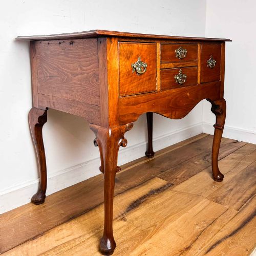 GEORGIAN FRUITWOOD AND OAK LOWBOY WITH CARVED CABRIOLE LEGS - ADDITIONAL PHOTO 1