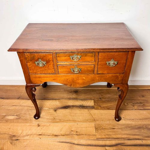 GEORGIAN FRUITWOOD AND OAK LOWBOY WITH CARVED CABRIOLE LEGS - ADDITIONAL PHOTO 2
