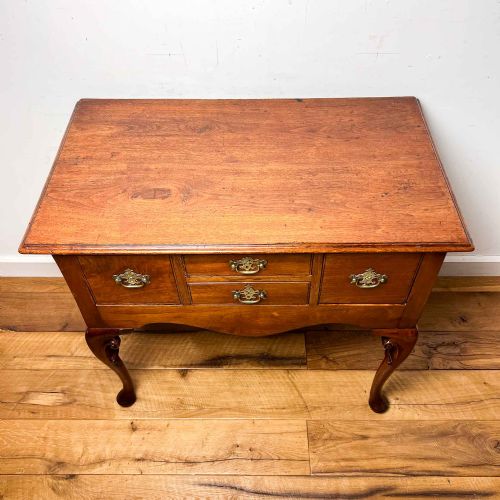 GEORGIAN FRUITWOOD AND OAK LOWBOY WITH CARVED CABRIOLE LEGS - ADDITIONAL PHOTO 3