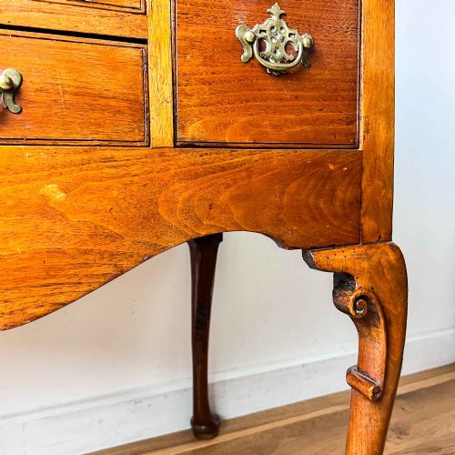 GEORGIAN FRUITWOOD AND OAK LOWBOY WITH CARVED CABRIOLE LEGS - ADDITIONAL PHOTO 4