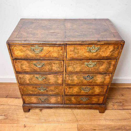 GEORGE II BURR WALNUT BACHELORS CHEST OF DRAWERS - ADDITIONAL PHOTO 3