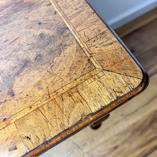 GEORGIAN WALNUT FEATHERBANDED LOWBOY WITH QUARTER VENEERED TOP - ADDITIONAL PHOTO 5