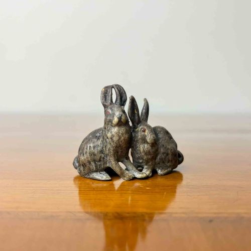 austrian cold painted bronze rabbits - CATEGORY: ANTIQUE METAL - DATED 1900