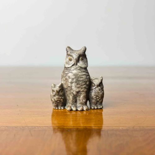 austrian cold painted bronze owl with owlets - CATEGORY: ANTIQUE METAL - DATED 1910