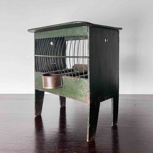 ANTIQUE PAINTED WOODEN BIRD CAGE - ADDITIONAL PHOTO 2