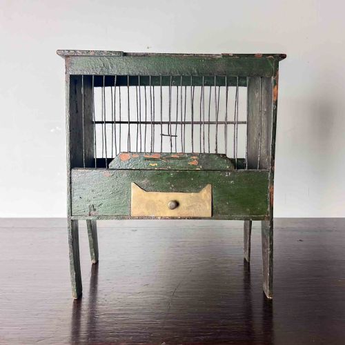 ANTIQUE PAINTED WOODEN BIRD CAGE - ADDITIONAL PHOTO 4