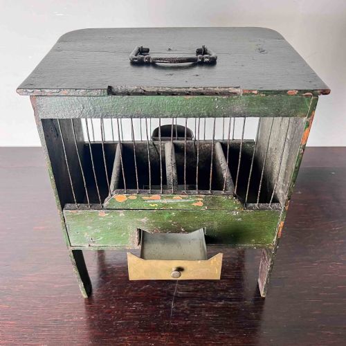 ANTIQUE PAINTED WOODEN BIRD CAGE - ADDITIONAL PHOTO 5