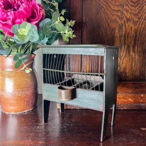 ANTIQUE PAINTED WOODEN BIRD CAGE - ADDITIONAL PHOTO 12