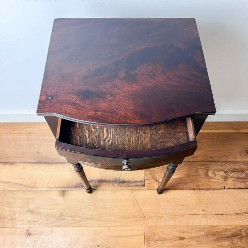 ANTIQUE MAHOGANY BOW FRONT BEDSIDE CABINET - ADDITIONAL PHOTO 5