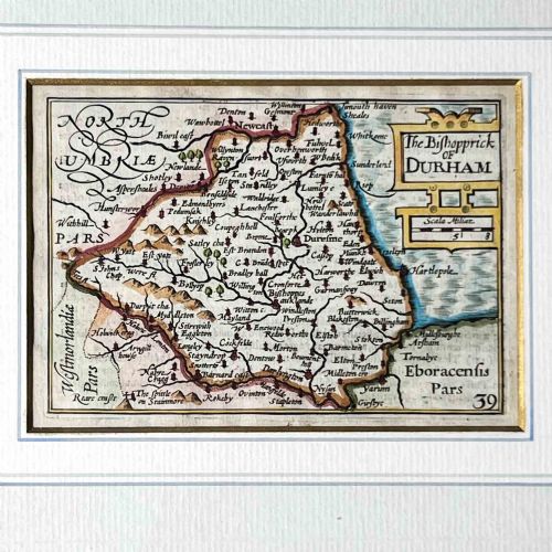 ANTIQUE MAP OF DURHAM PIETER VAN DEN KEERE MINIATURE SPEED - ADDITIONAL PHOTO 1