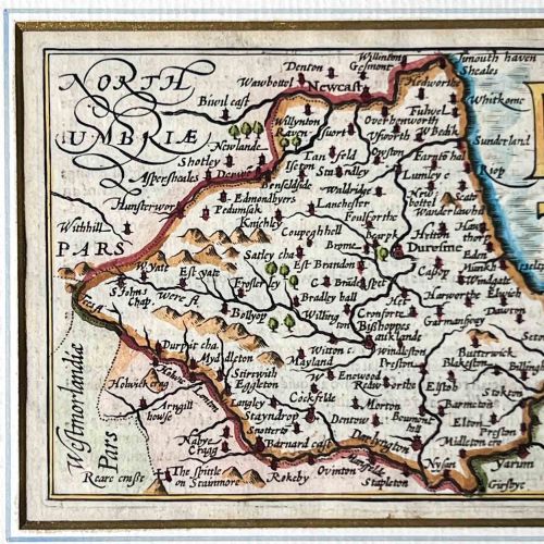 ANTIQUE MAP OF DURHAM PIETER VAN DEN KEERE MINIATURE SPEED - ADDITIONAL PHOTO 2