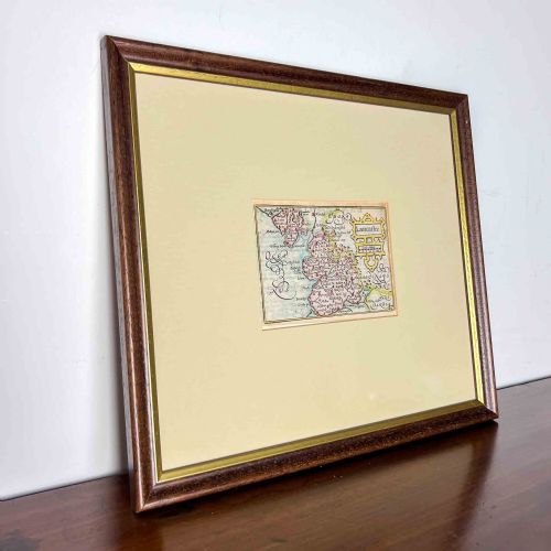 antique map of lancashire pieter van den keere miniature speed - CATEGORY: ANTIQUE MISCELLANEOUS - DATED 17TH CENTURY