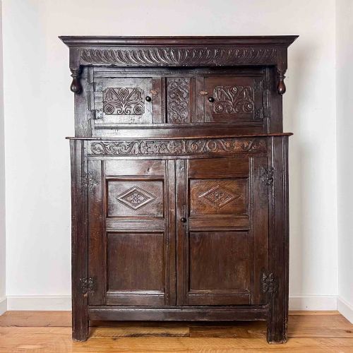 17th century oak duodarn cupboard - CATEGORY: ANTIQUE CUPBOARDS - DATED 17TH CENTURY