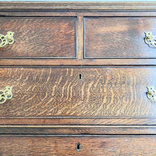LARGE GEORGIAN TWO PART OAK CHEST OF DRAWERS - ADDITIONAL PHOTO 6